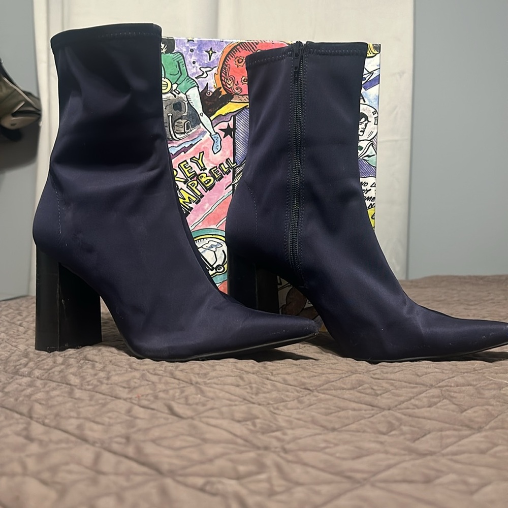 Jeffrey Campbell navy neoprene ankle bootie - siren